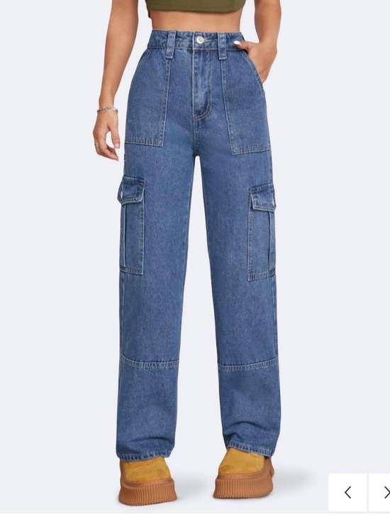 Flvsun Denim - Flvsun-Women's High Waist Baggy Cargo Jeans - Loose Fit Utility Pants With Pocke